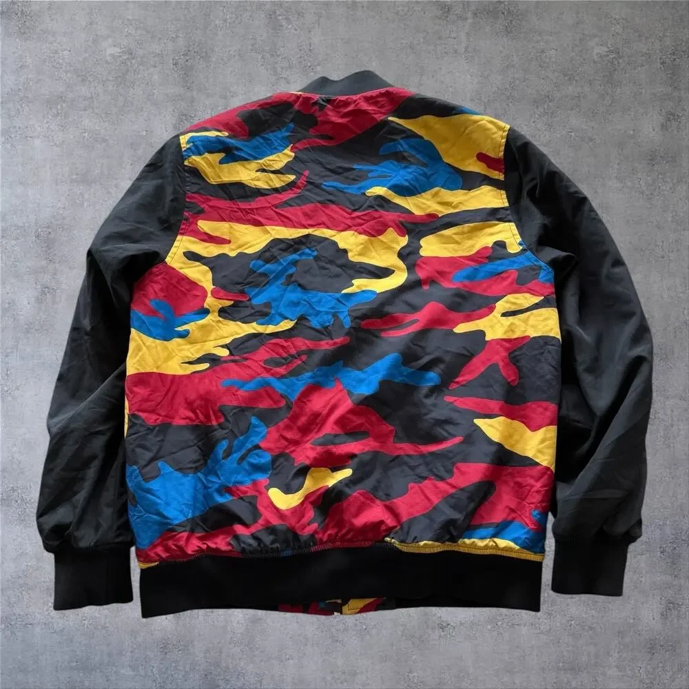 True Religion Camo Block Bomber Jacket Mens M Multicolor Primary Color Quilted